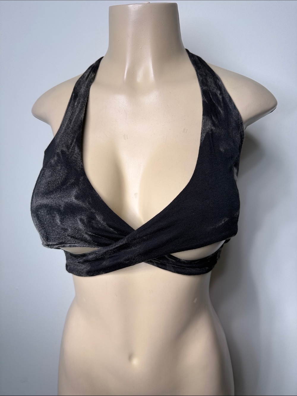 Tobi Black Wrap Halter Bralette Top